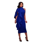 Wholesale summer wear ruffle decoration one piece solid evening dresses guangzhou