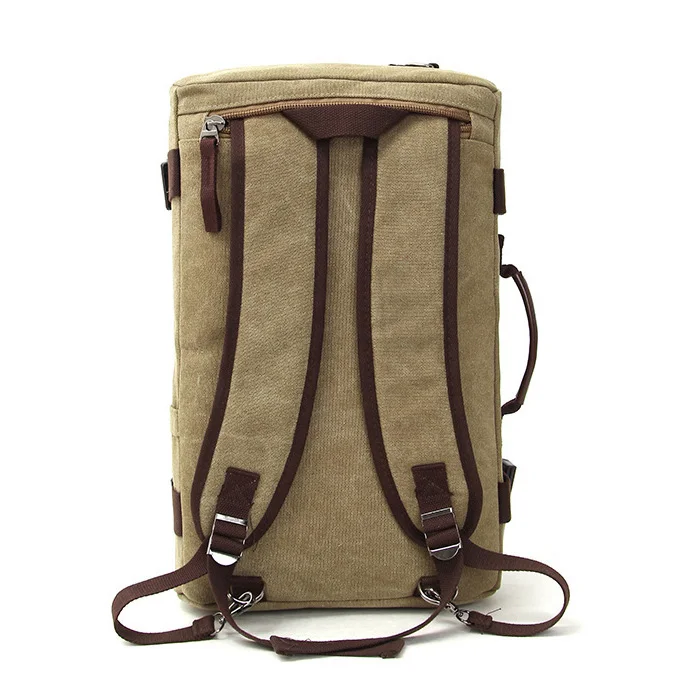 China wholesale outdoor backpack mens shoulder leather vintage canvas backpack