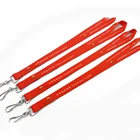 plastic id card holder with lanyard plain nylon heat transfer flat red long with custom logo lanyard