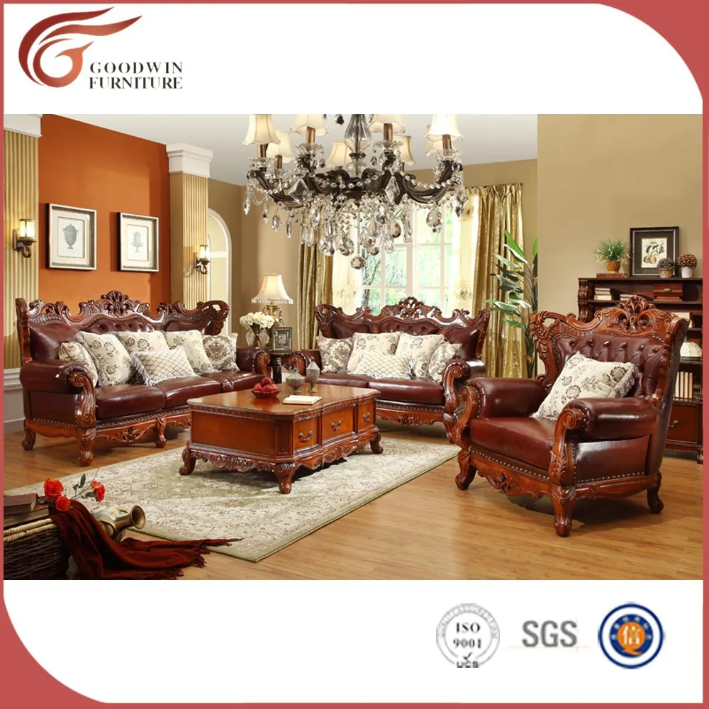 Wohnzimmer klassischen luxus ledercouchgarnitur a89-Andere Holzmöbel