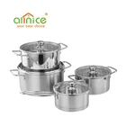 7 pcs stainless steel cookware milk pot soup pot fry pan set