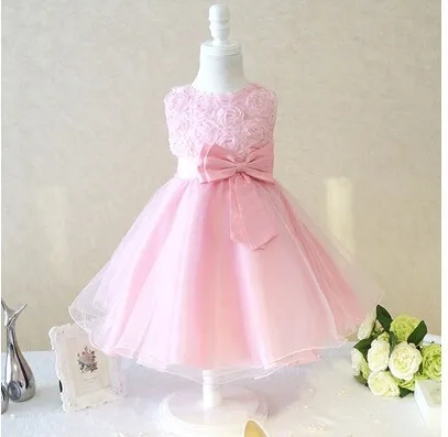 2015 new arrival NOVA fashion cute flowers girls dress Red princess tulle dresses children clothes for girls
