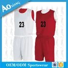 Red white reversible customized basketball uniform basketball jersey