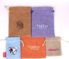 custom logo gunny jute linen gift pouch drawstring bag eco coffee jute bag