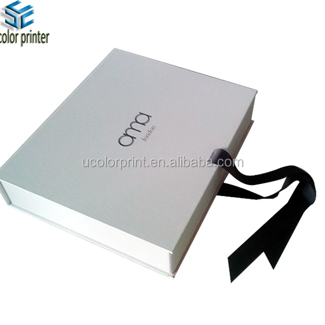 custom white folding gift box with ribbon for shirt packaging