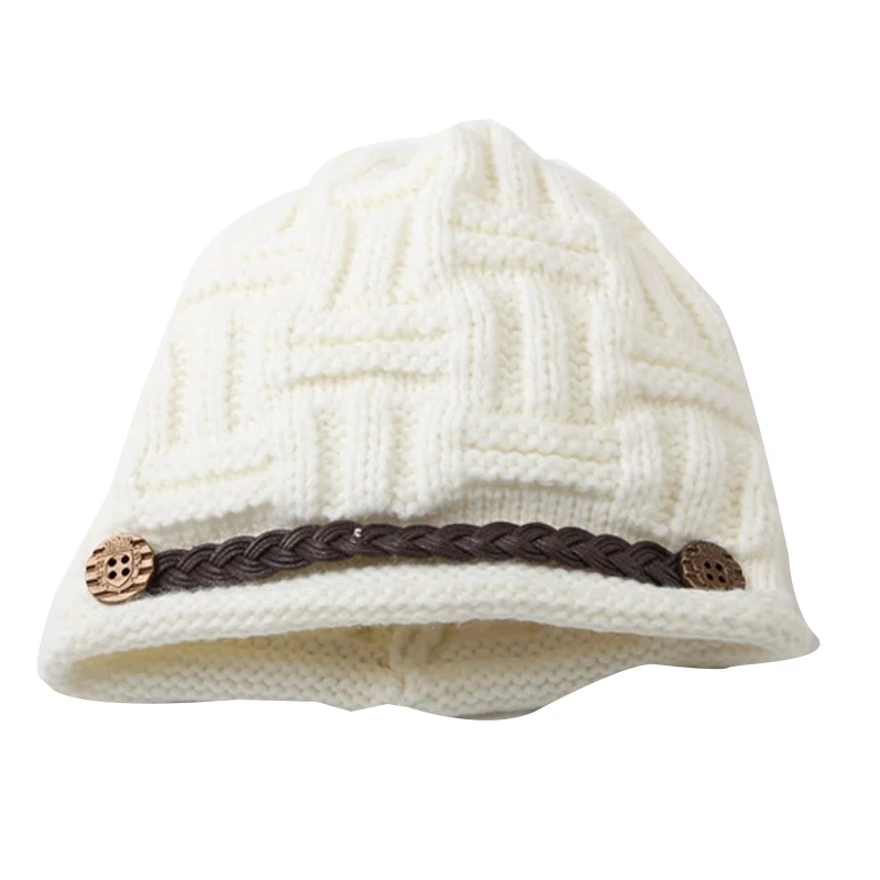 2015 Fashion Women'S Hats Wool Material Autumn Winter Ladies Casual Solid Skullies Beanies Knitting Hats Color White And Pink