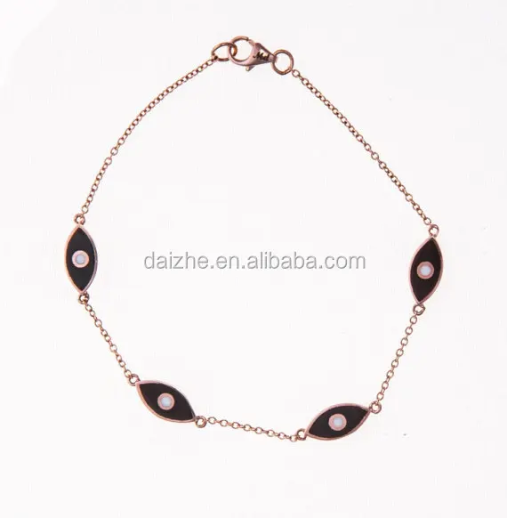 factory custom 2017 yiwu cheap wholesale CZ round charm tennis evil eye chain classic bracelet gold plated