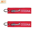Customized embroidered Aviation key chains Logo Cessna embroidered key chains