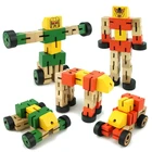 Wooden educational Toys for Kids Preschool Transformer car man toy funning toy for baby