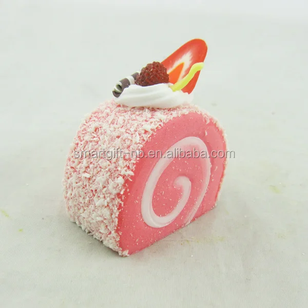 fake sponge <strong>strawberry</strong> cake roll decoration food model