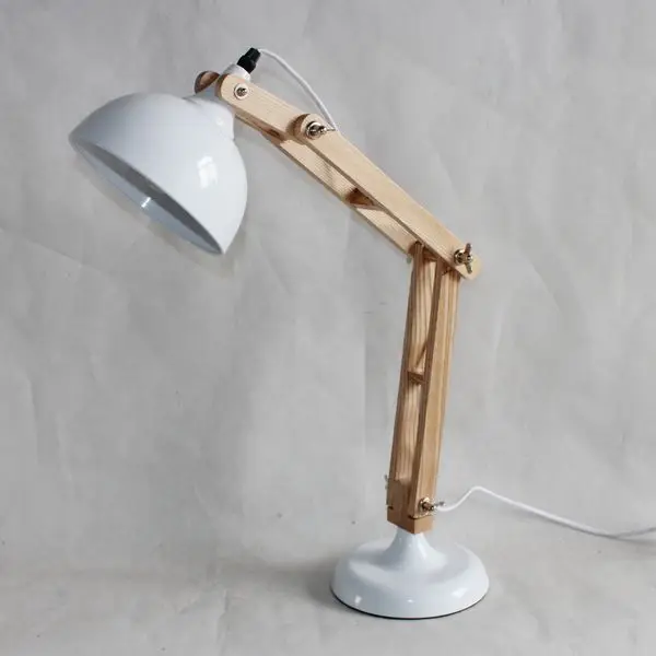 metal lampshade table lamp with wooden base ,model 6033-32