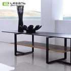 Living room side table built-in wood metal bracket glass TV stand