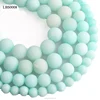 Natural Stone Blue Amazonite Stone Frosted Beads Round Loose Beads for Jewelry DIY Making