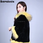 2018 new factory price black fur rex natural raccoon collar fur coat