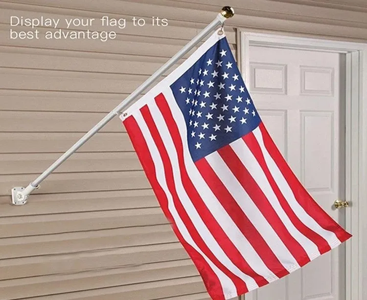 Custom Hanging American Embroidered Angled Wall Flag With Wall Mount