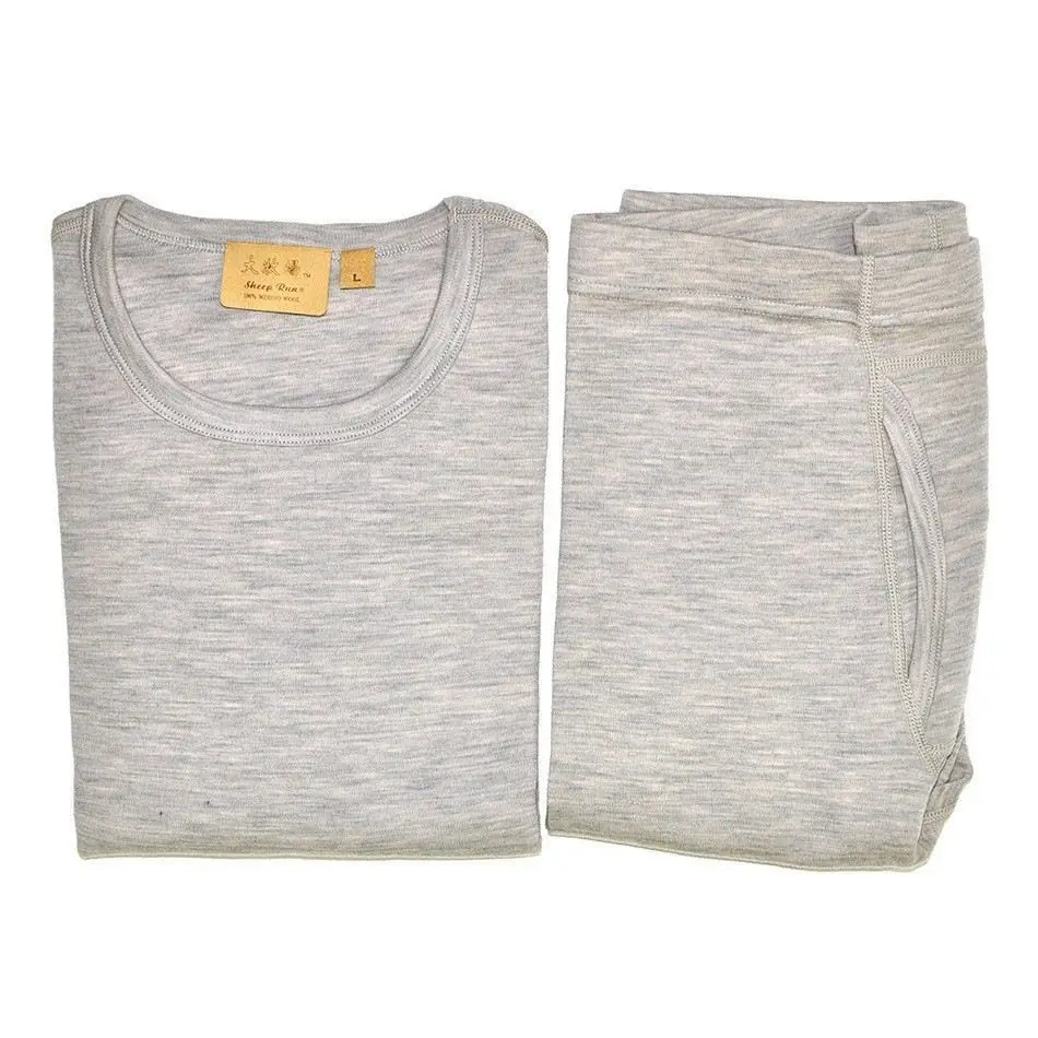 Custom Men's male 100% Pure Merino Wool Outdoor Winter Athletics Sports Fleece Base Layer Thermal Warm Underwear Midweight Tops&