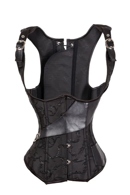 Black Steel Boned Steampunk Corset Top Underbust Corsets Sexy Bustier New Plus Size Waist Training Corset Shaper Corselet