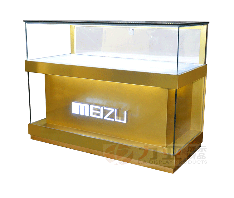 Factory made glass display cell phone display counter mobile