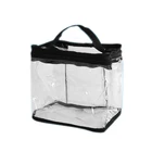 clear plastic pvc zipper stitching rectangle woven pouch promotional handle bag