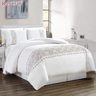 Hot selling 4 pcs 100 cotton fabric lasted design fashion embroidery duvet cover bedding bedspread set