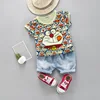 Little Boys Kids Baby Clothing Set Cartoon Printed Tops Denim Shorts Pants Infant Outfits Set Dropshipping Baby Clothes Sets