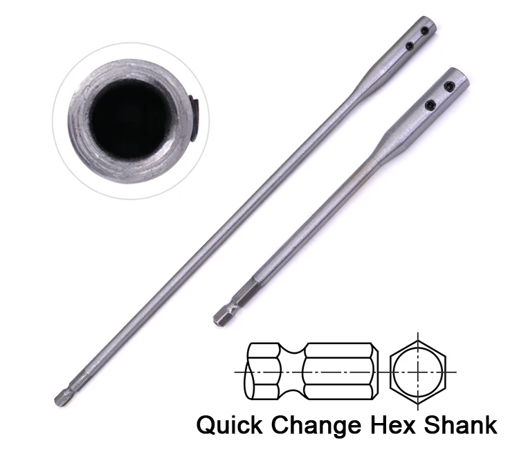 6 and 12 inch Hex Shank Extension Bar for Wood Drill Bit