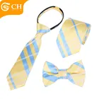 Men's High Quality Fashion Yellow And Blue custom necktie set Wholesale Tie Factory