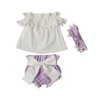 New Style Kids Boutique Fashion Pompoms Clothes Bulk Wholesale Baby Girls Clothing Sets With Headband