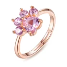 925 Sterling Silver Bear's Paw 5mm 100% Natural Pink Rose Quartz Cat Adjustable Ring Fine Jewelry for Women Wedding