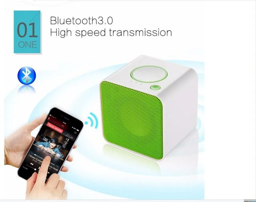 M-0322 mini square portable bluetooth speaker with hands-free call function + SD card slot
