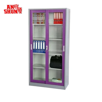 Fas 018 Modern Design Sliding Glass Door Bookshelf Metal Cabinet