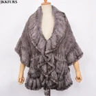 High Quality Cape Real Mink Fur Hand Knitted Poncho Fashion and Luxury Fur Shawl