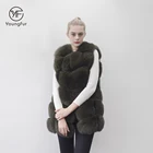 Best Selling Women Vest Long Fashion Winter Warm Green Real Fox Fur Gilet