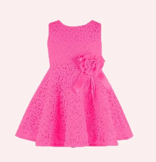 2015 Summer Princess red-pink baby girls dress child wear Flower kids clothes Sleeveless tutu Toddler dresses for girl 3-8 age