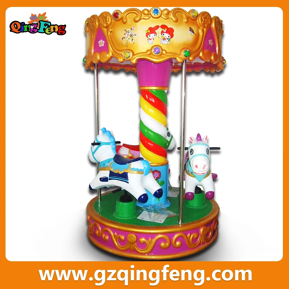 Qingfeng best sale cheapest coin operated kiddy ride on horse electronic equipment pony carousel ride