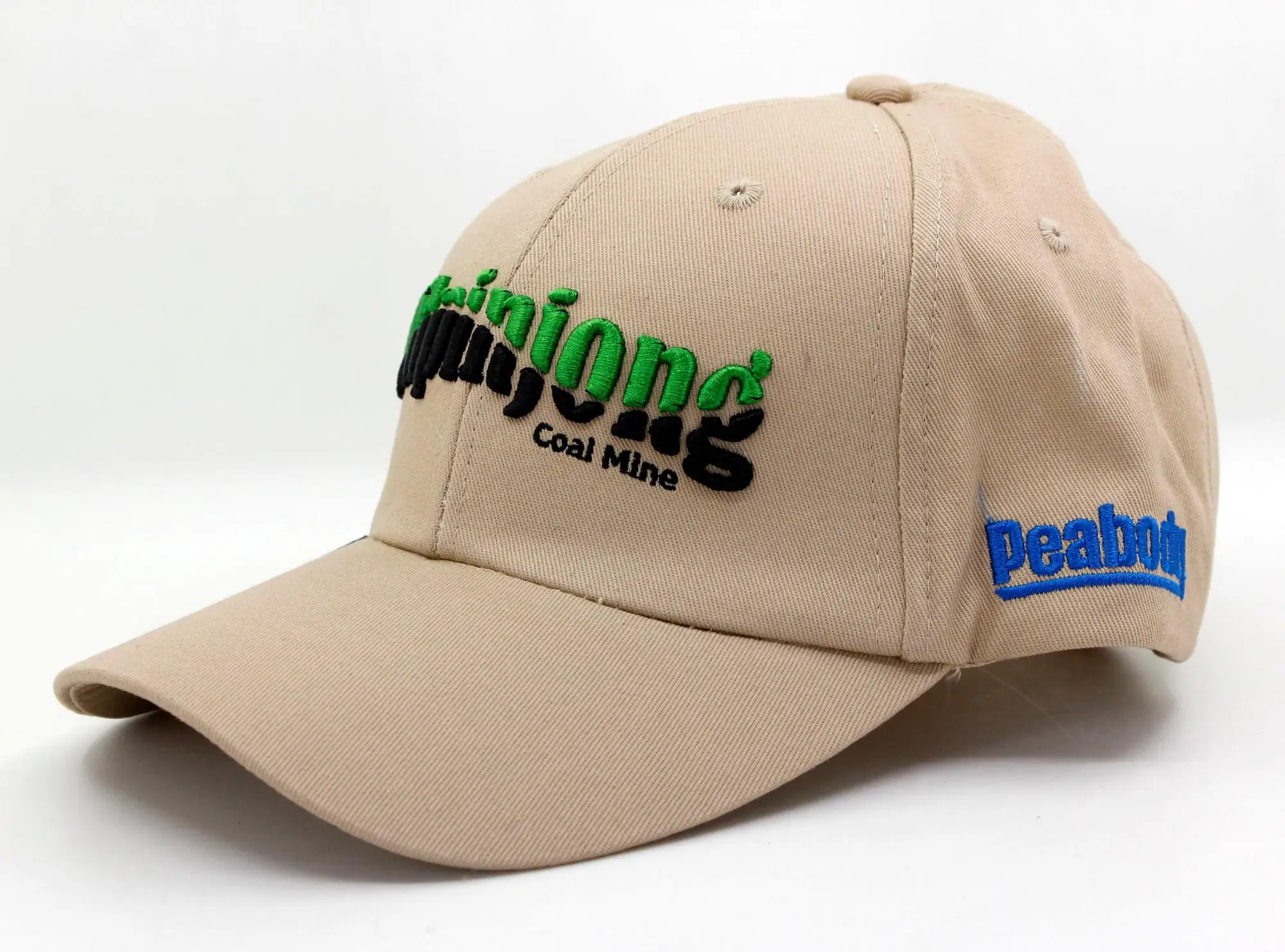 Wholesale 6 panel structured khaki embroidered baseball cap