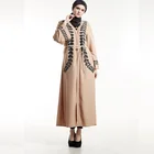 Wholesale kaftan dress women islamic clothing leaves printed full sleeve with maxi dress popular style hot sales