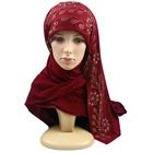 Yiwu Timett supplier 20 colors New design TR cotton of printed and pearl lace for lady Hijab scarf