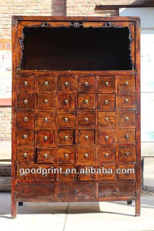 Hand Carved Chinese Antique Wood Medicine Cabinet Cupboard RARE!2.jpg