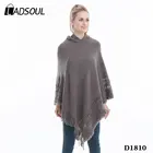 Pure Color Loose Show Thin Shawl Hooded Women Hollow Out Tassel Scarf Wool