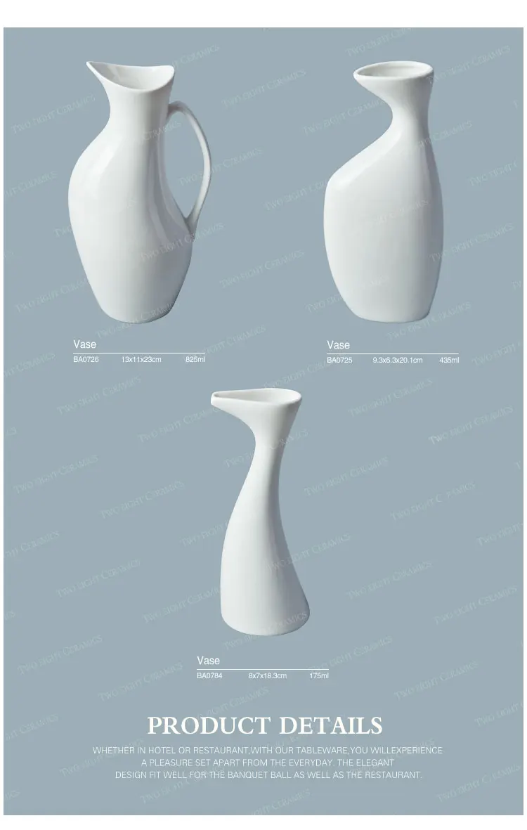 New Design Wholesale Various Elegant White Ceramic Porcelain Flower Vase, Restaurant Quality Tableware Vases^