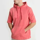 Fashion dry fit blank short sleeve hoodies men muscle fit men's hoodies