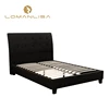 Hotel bedroom furniture double wood bed frame with fabric headboard