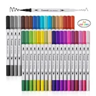 36 Colors Reaeon Brush Marker Pens Dual Tips Magicfly Watercolor Dual Brush Pen with Fineliner for Adult Coloring Books
