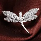 Crystal Dragonfly Brooch Pins For Womens Ladies Safety Pin Accessories Silver