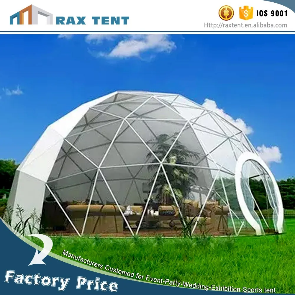 中国大地圆顶强结构钢半球形圆顶帐篷与 pvc 侧壁婚礼玻璃帐篷