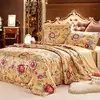 4Pcs Jacquard weave Soft Smooth Queen king Size Premium Quality 100% Charmeuse Mulberry Silk Bed Sheet Set