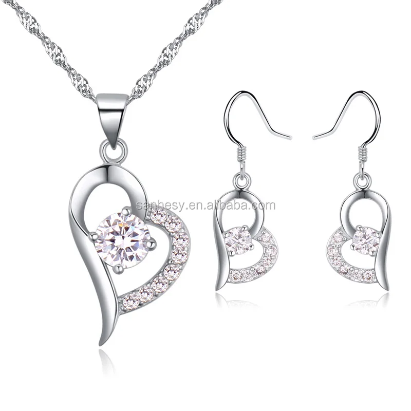 Crystal Heart Jewelry Set Fashion Accessory