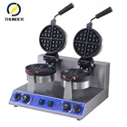 Electric non stick commercial twin head waffle maker for snack poffertjes grill cone lollipop muffins milk lolly waffle