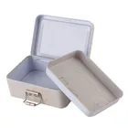 Customized printing double Vintage Jewelry Tin Box Treasure Tin Can With Rectangle Shape with handle